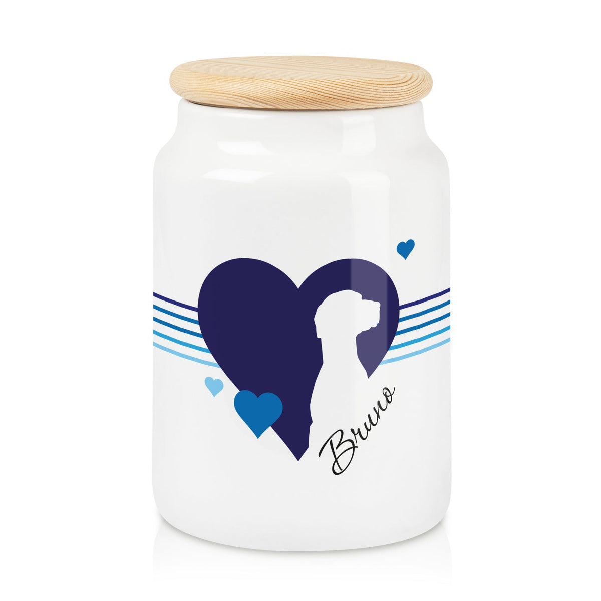 Personalisierte Leckerlidose mit Namen – Herz-Silhouette, 650 ml