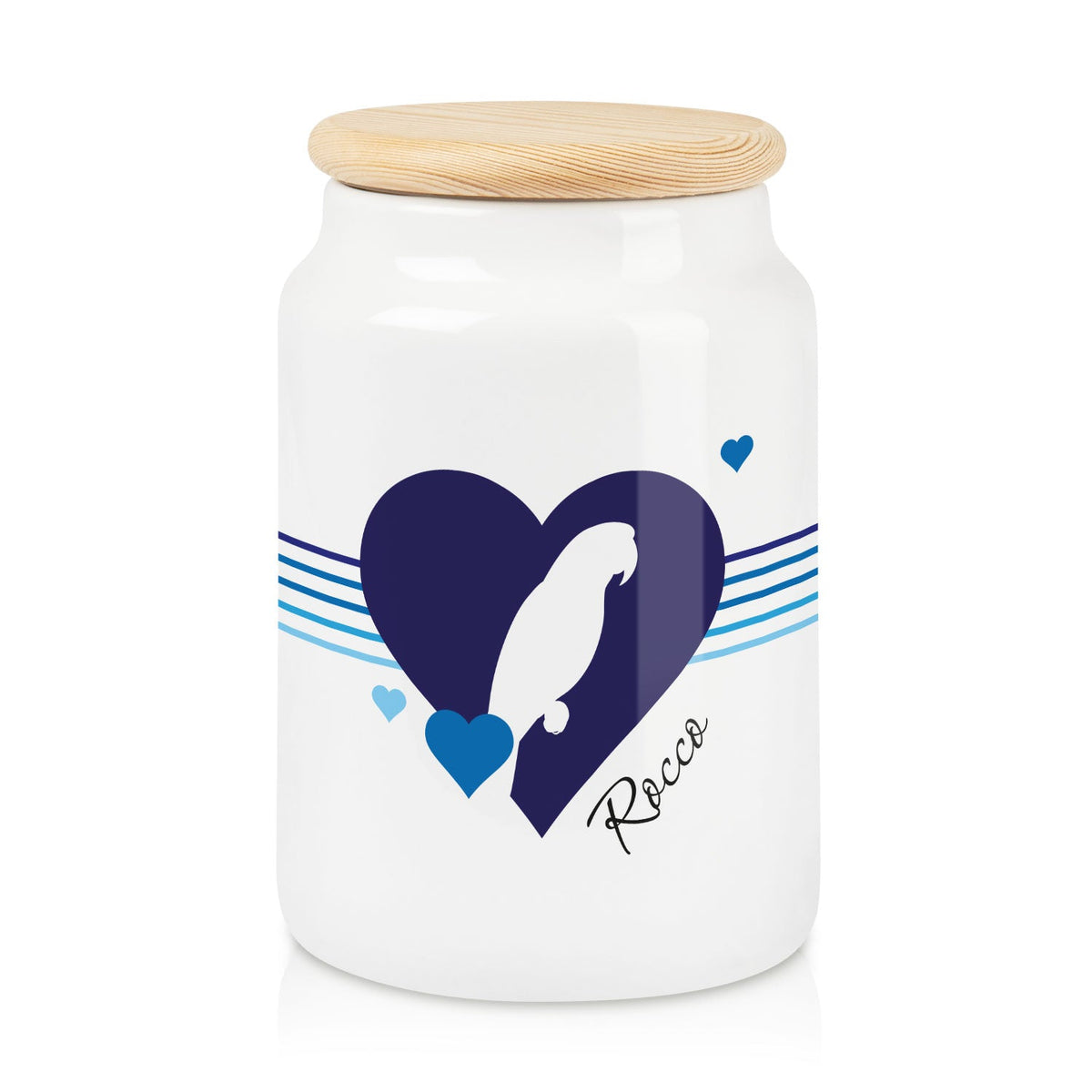 Personalisierte Leckerlidose mit Namen – Herz-Silhouette, 650 ml