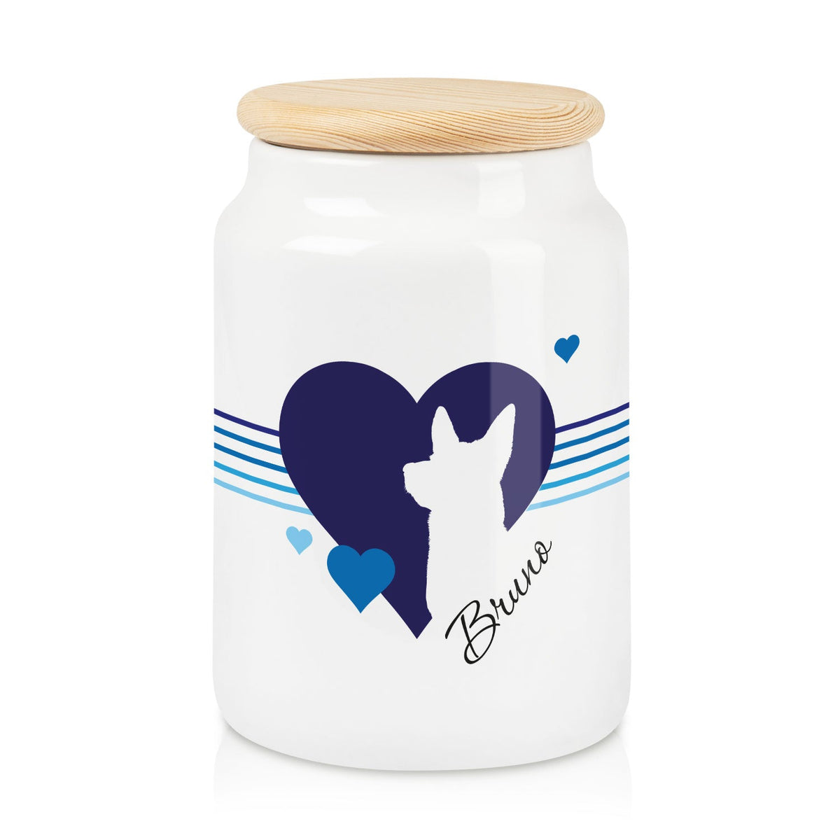 Personalisierte Leckerlidose mit Namen – Herz-Silhouette, 650 ml