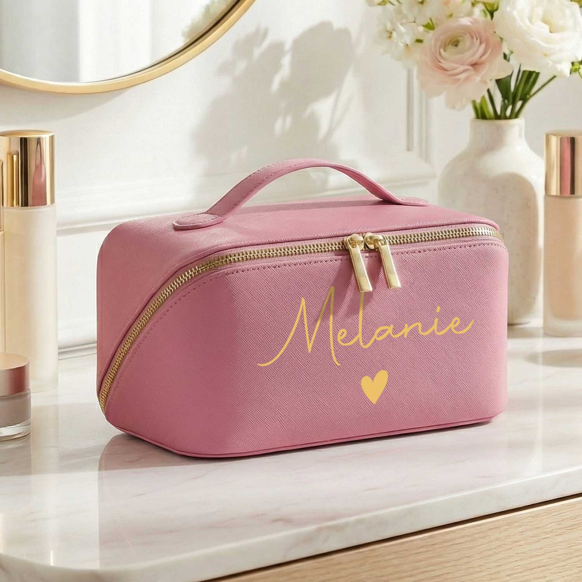 Personalisierte Kosmetiktasche mit Namen – eckig, 6 Farben