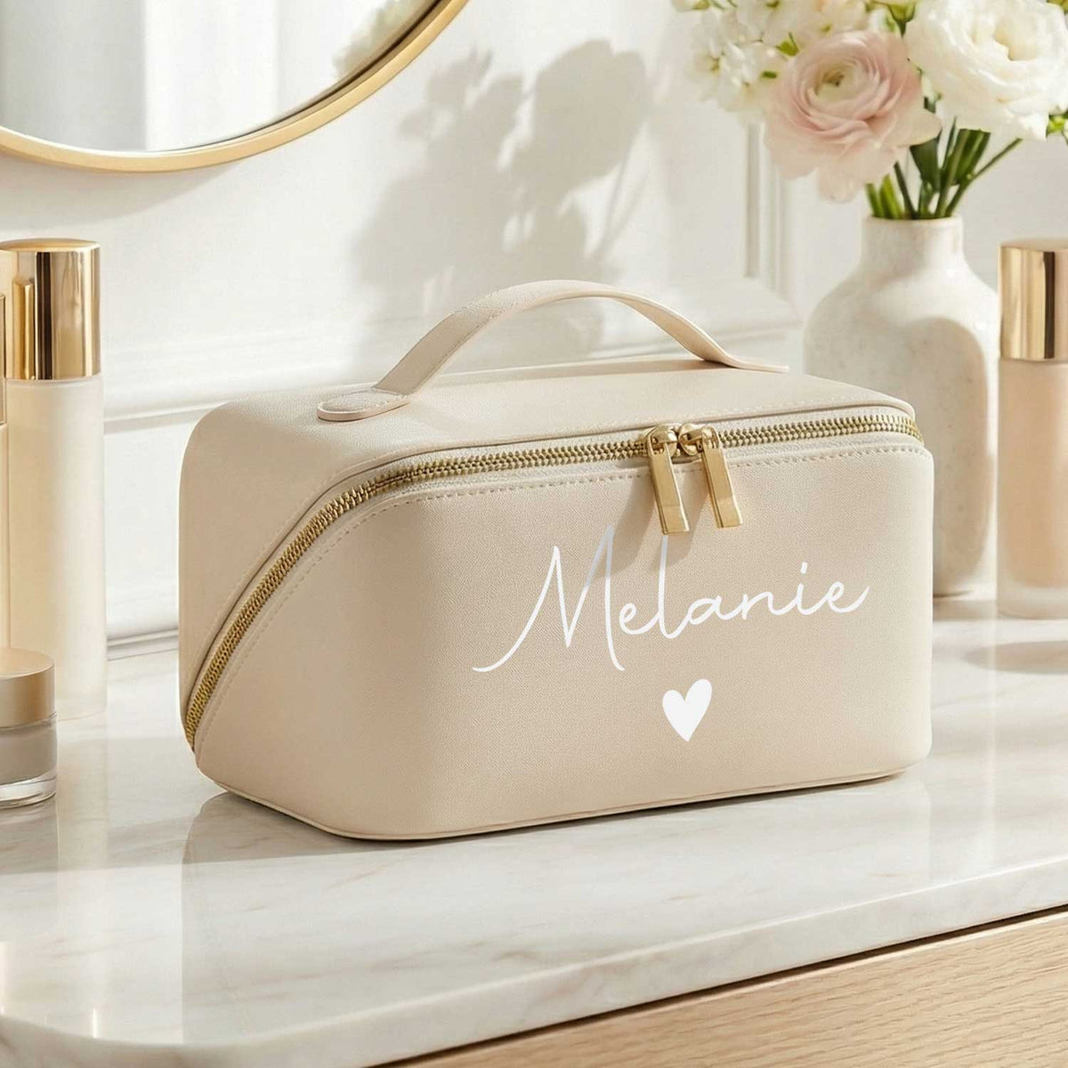 Personalisierte Kosmetiktasche mit Namen – eckig, 6 Farben