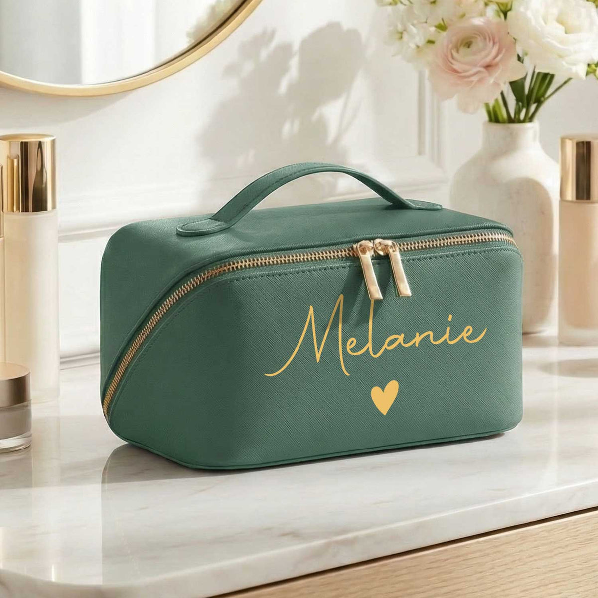 Personalisierte Kosmetiktasche mit Namen – eckig, 6 Farben