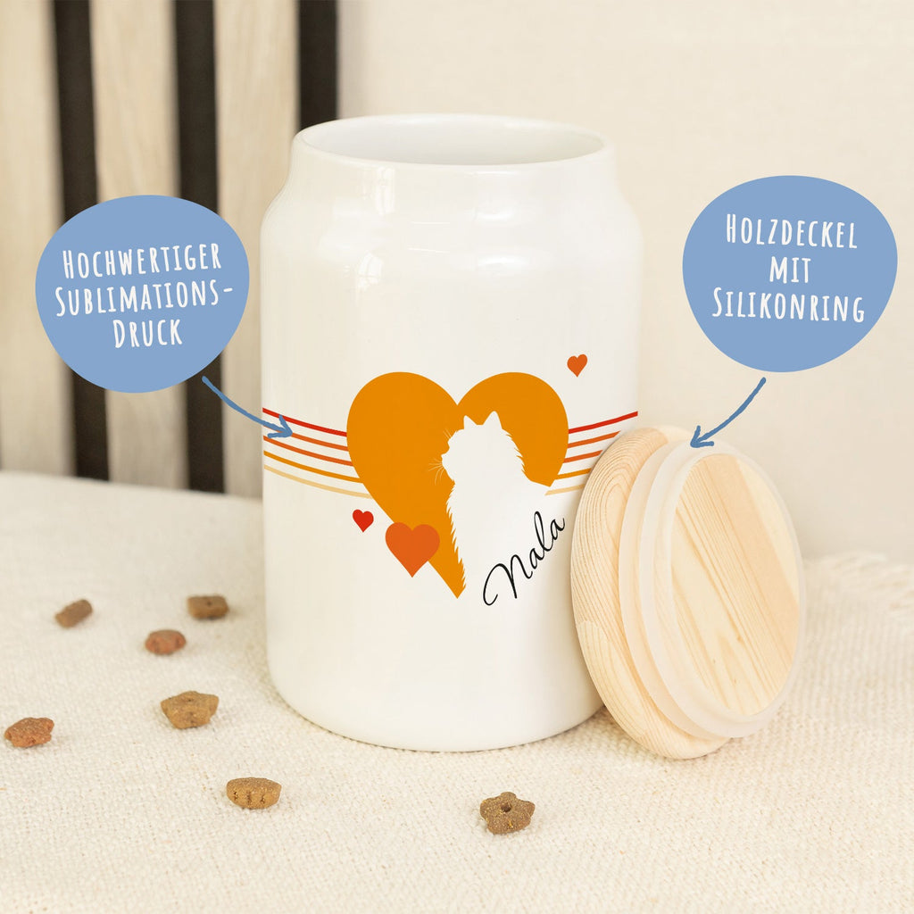 Personalisierte Leckerlidose mit Namen – Herz-Silhouette, 650 ml