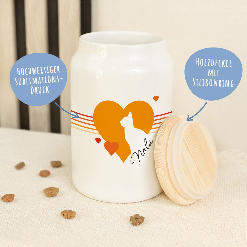 Personalisierte Leckerlidose mit Namen – Herz-Silhouette, 650 ml