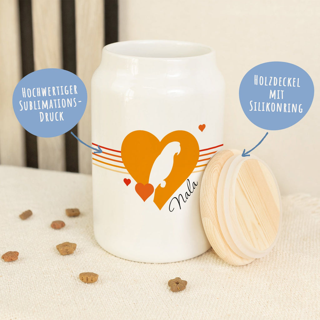 Personalisierte Leckerlidose mit Namen – Herz-Silhouette, 650 ml