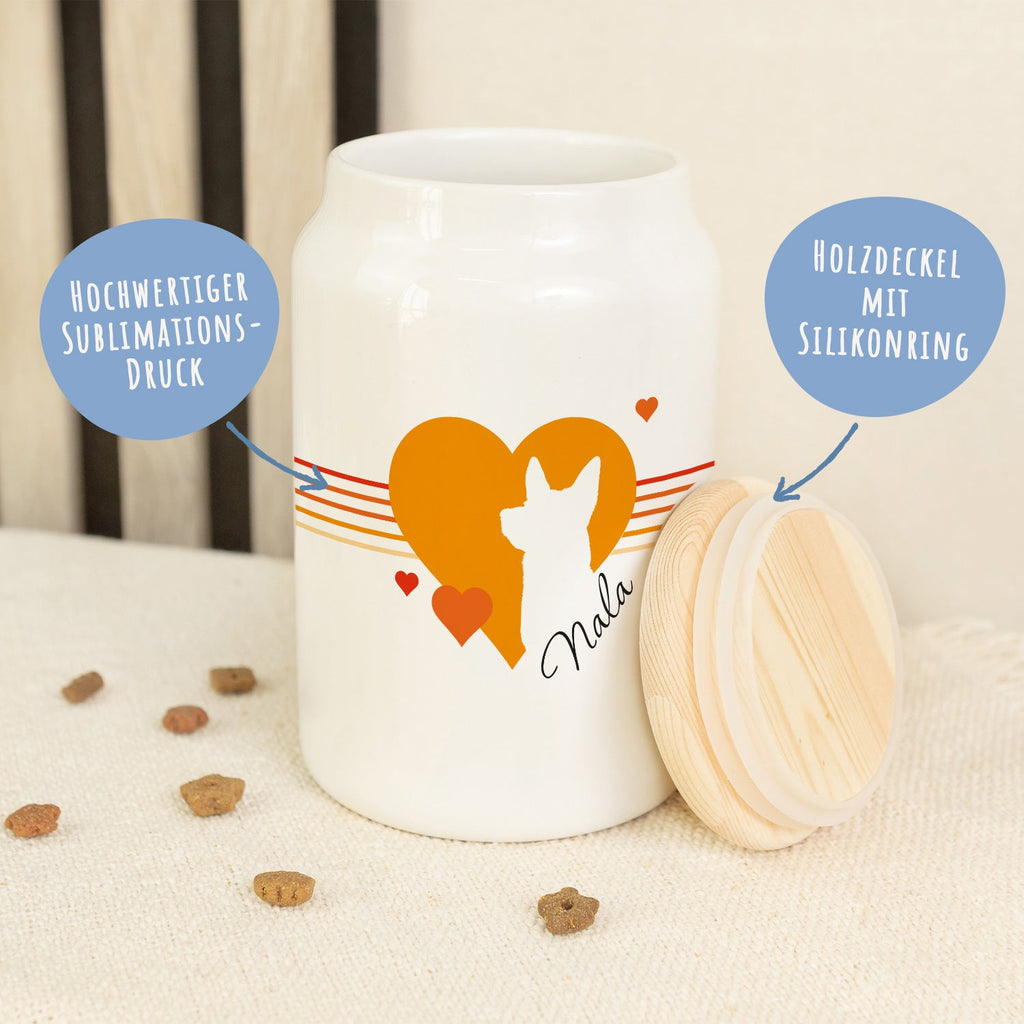 Personalisierte Leckerlidose mit Namen – Herz-Silhouette, 650 ml