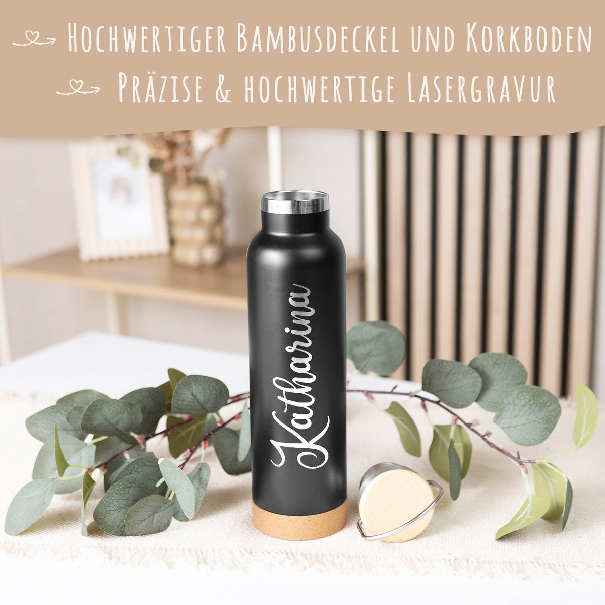 Gravierte Trinkflasche aus Edelstahl - Wunschname
