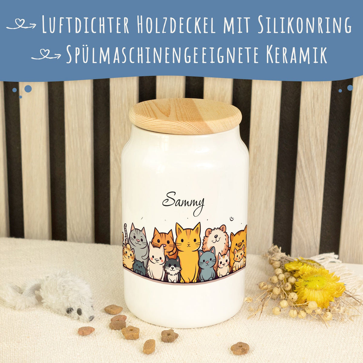 Personalisierte Leckerlidose mit Namen – Tiergruppe, 650 ml