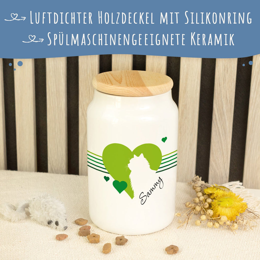 Personalisierte Leckerlidose mit Namen – Herz-Silhouette, 650 ml
