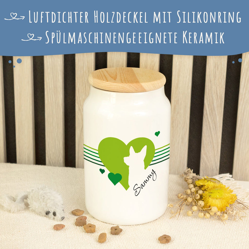 Personalisierte Leckerlidose mit Namen – Herz-Silhouette, 650 ml