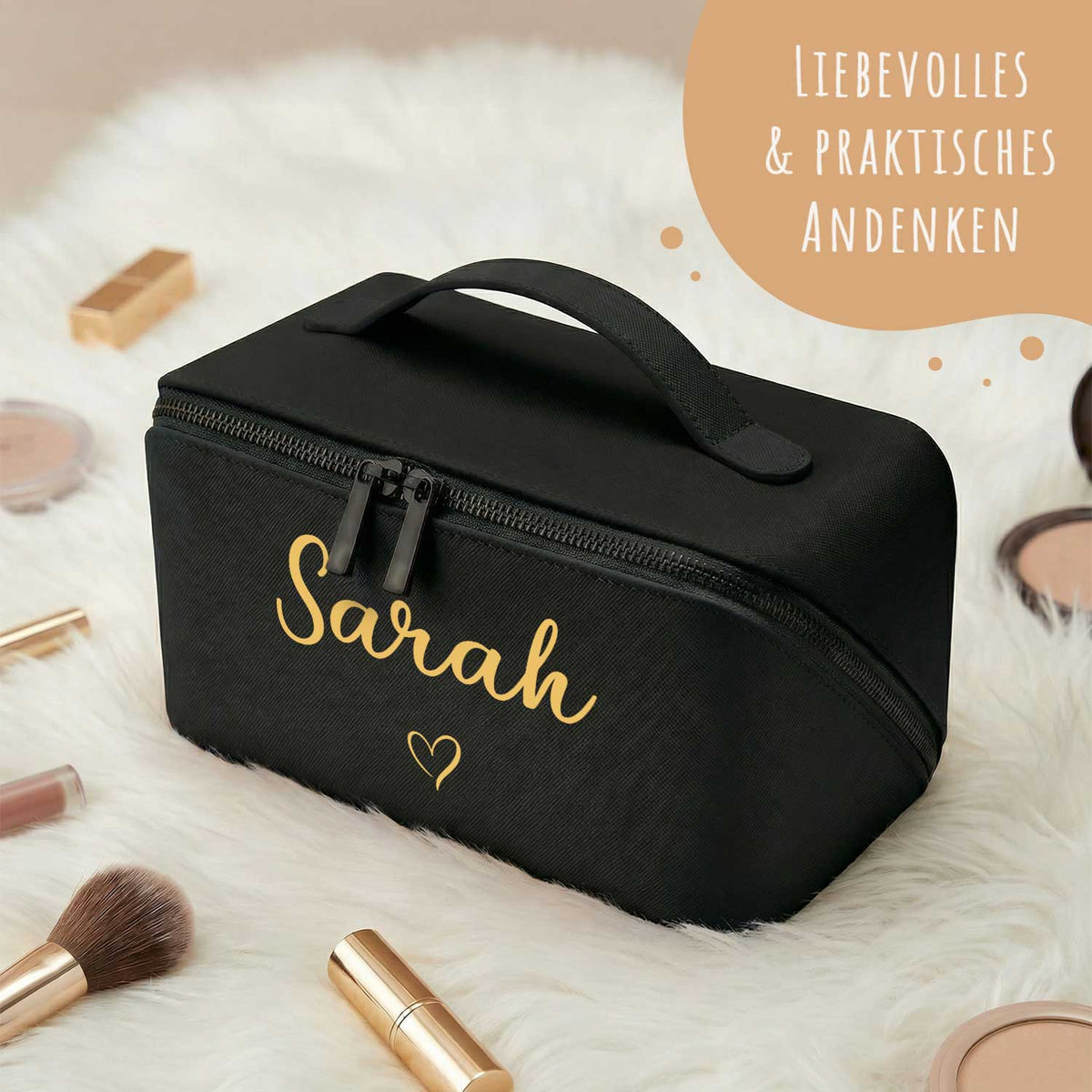 Personalisierte Kosmetiktasche mit Namen – eckig, 6 Farben
