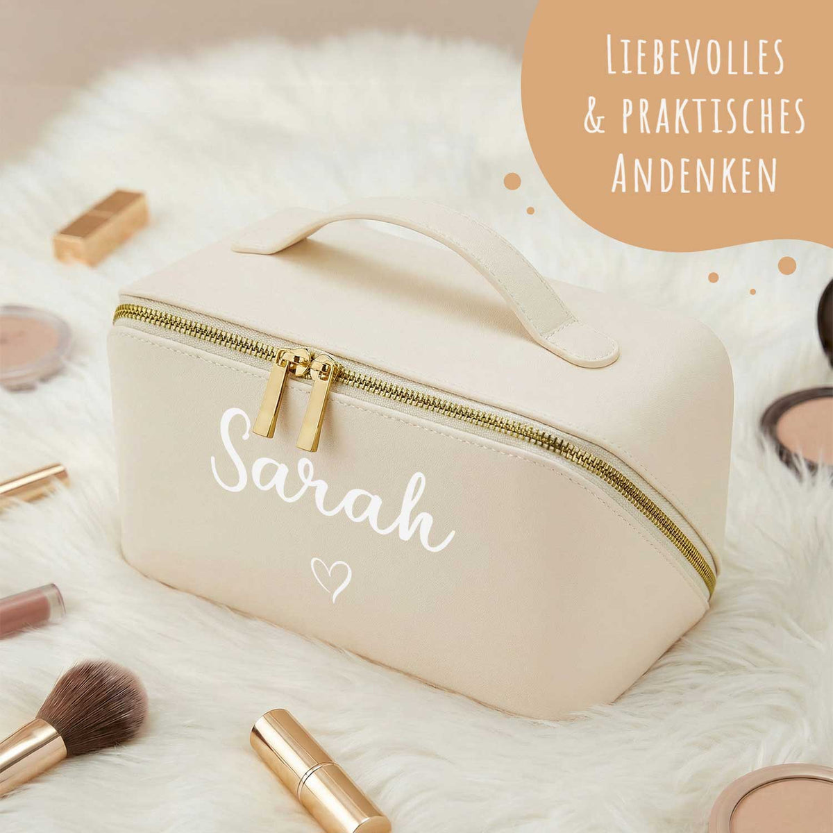 Personalisierte Kosmetiktasche mit Namen – eckig, 6 Farben