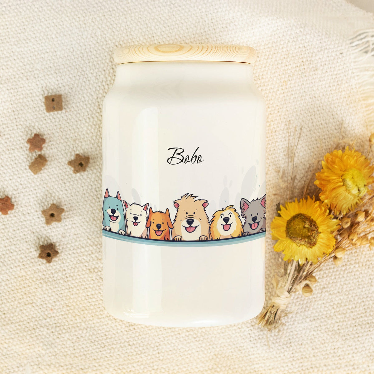 Personalisierte Leckerlidose mit Namen – Tiergruppe, 650 ml