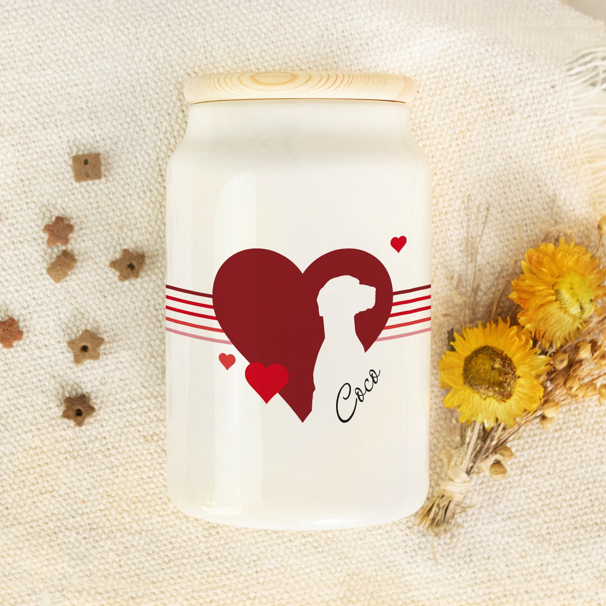 Personalisierte Leckerlidose mit Namen – Herz-Silhouette, 650 ml