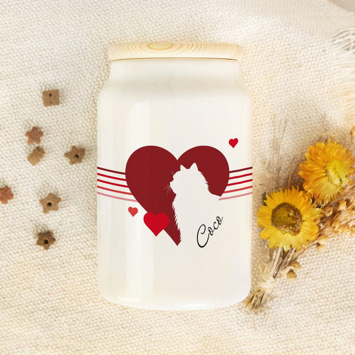 Personalisierte Leckerlidose mit Namen – Herz-Silhouette, 650 ml