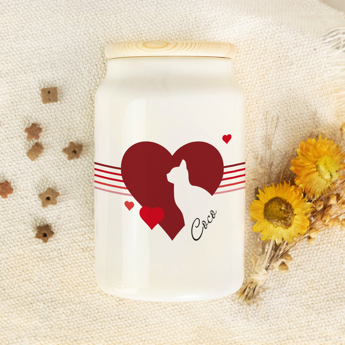 Personalisierte Leckerlidose mit Namen – Herz-Silhouette, 650 ml