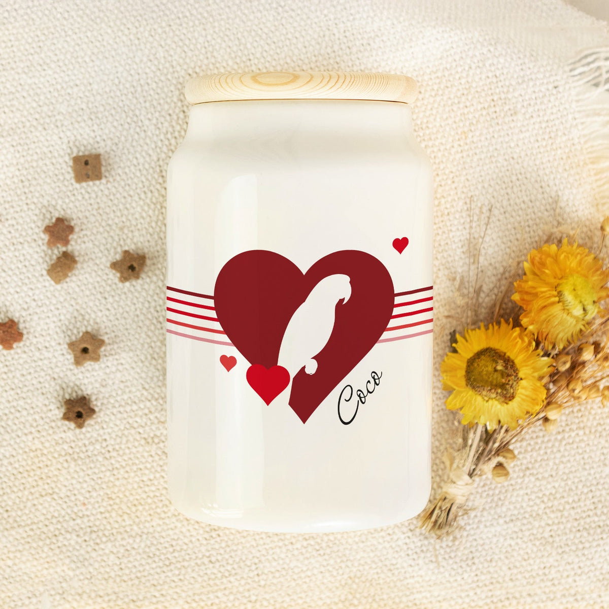 Personalisierte Leckerlidose mit Namen – Herz-Silhouette, 650 ml