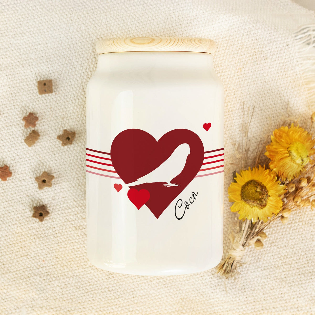 Personalisierte Leckerlidose mit Namen – Herz-Silhouette, 650 ml