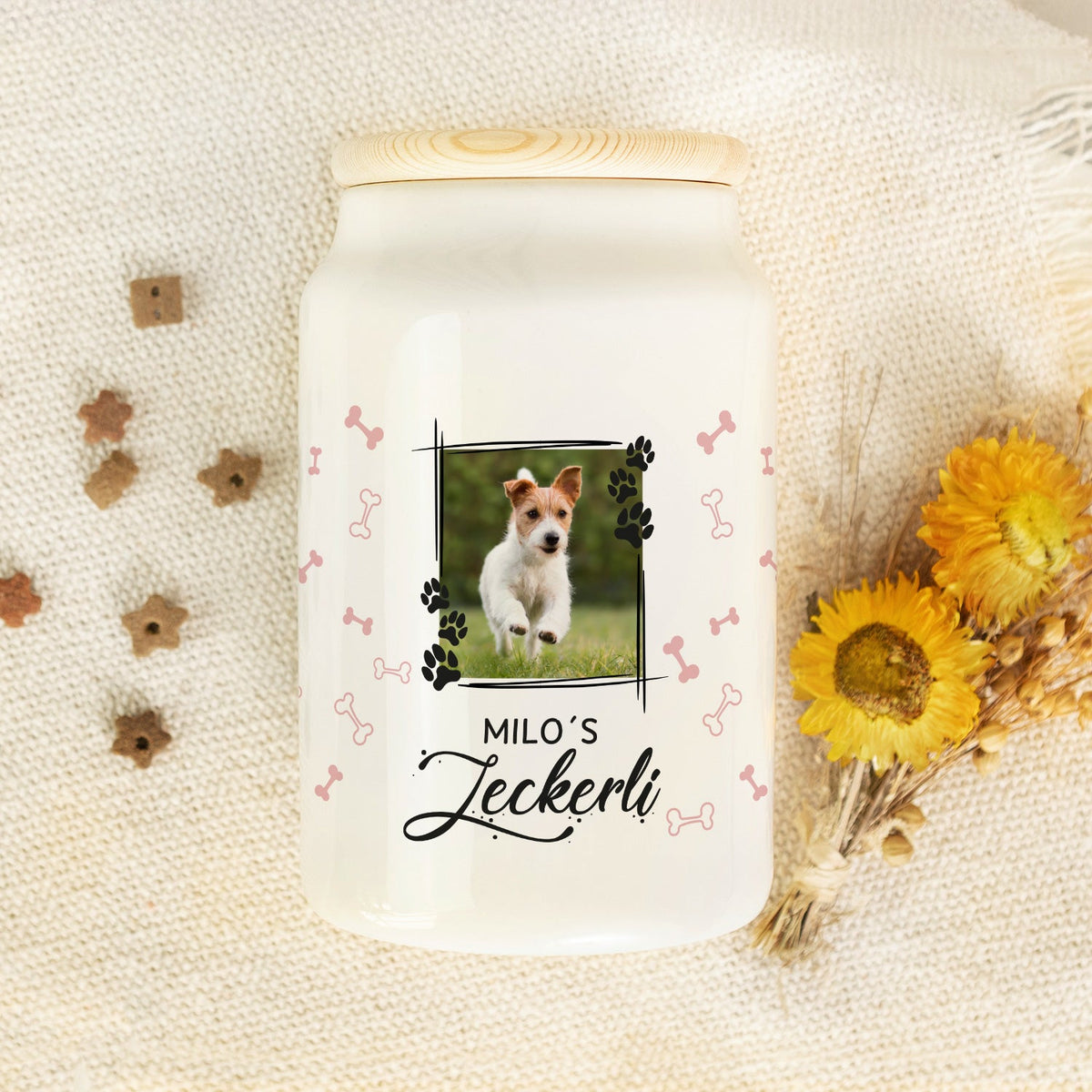 Personalisierte Leckerlidose mit Foto und Namen, 650 ml