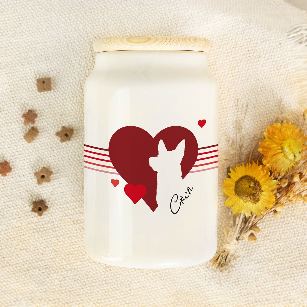 Personalisierte Leckerlidose mit Namen – Herz-Silhouette, 650 ml