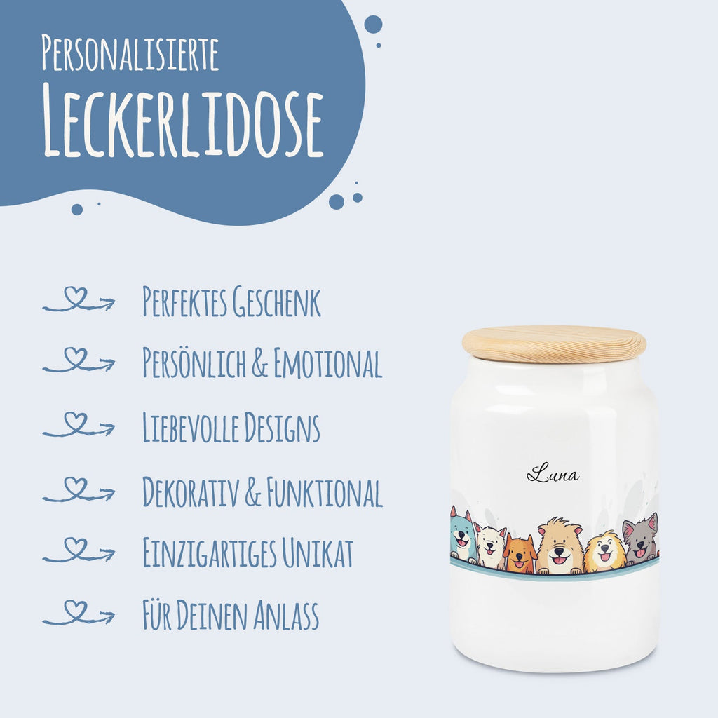 Personalisierte Leckerlidose mit Namen – Tiergruppe, 650 ml