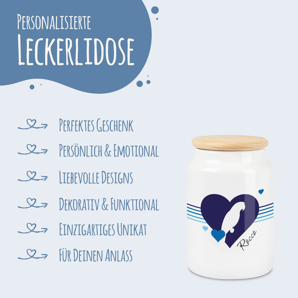 Personalisierte Leckerlidose mit Namen – Herz-Silhouette, 650 ml