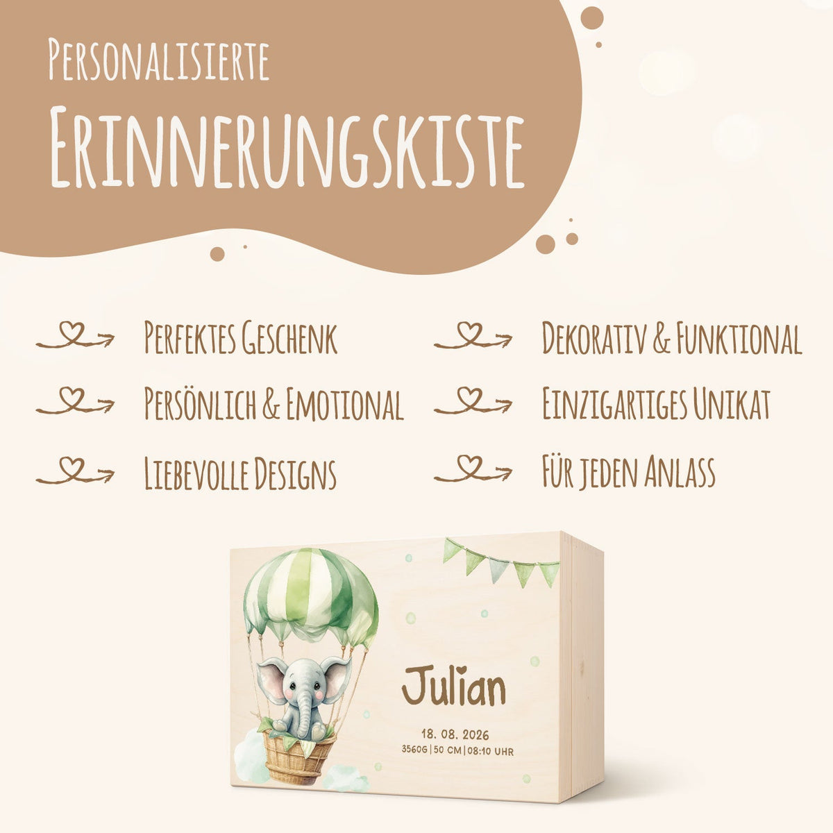 Erinnerungskiste für Kinder mit UV-Druck - Ballon