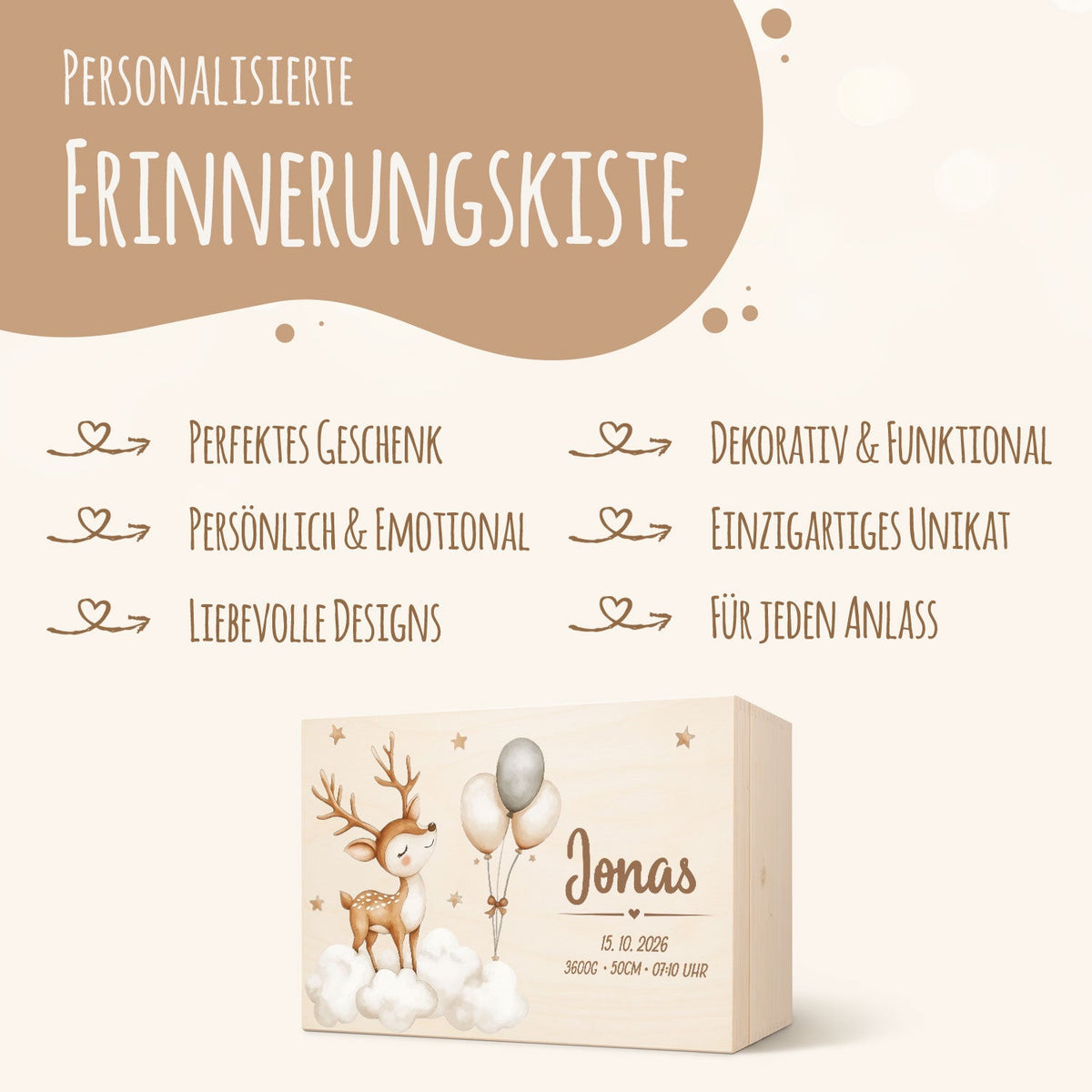 Erinnerungskiste für Kinder mit UV-Druck - Wolken