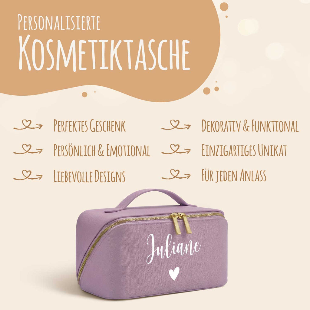 Personalisierte Kosmetiktasche mit Namen – eckig, 6 Farben
