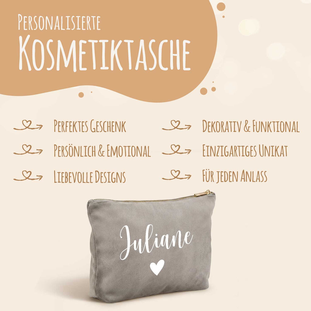 Personalisierte Samt Kosmetiktasche mit Name für Kosmetik & MakeUp