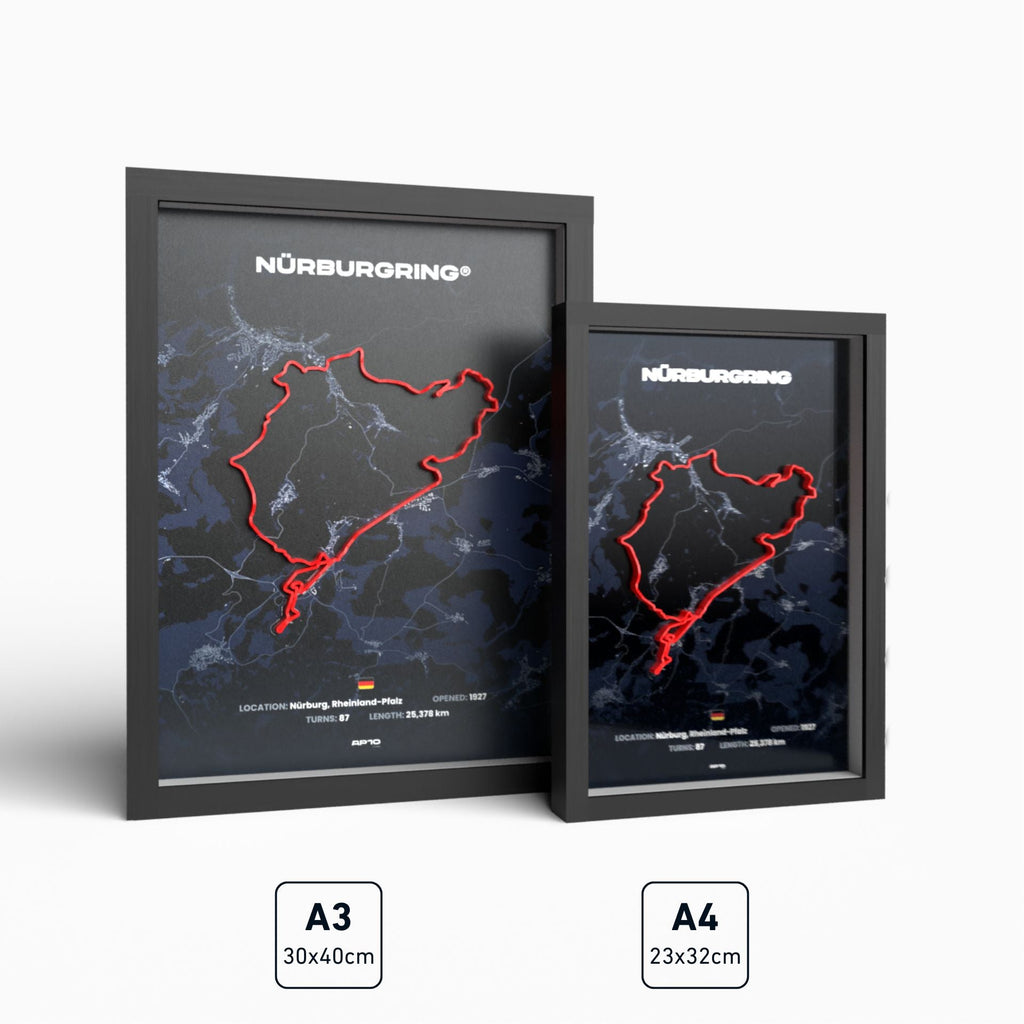 Oschersleben – 3D-Rennstreckenbild im Holzrahmen