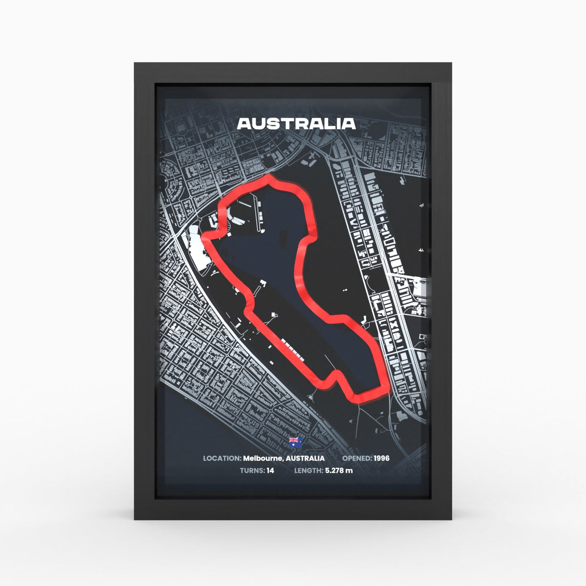 Australien – 3D-Rennstreckenbild im Holzrahmen