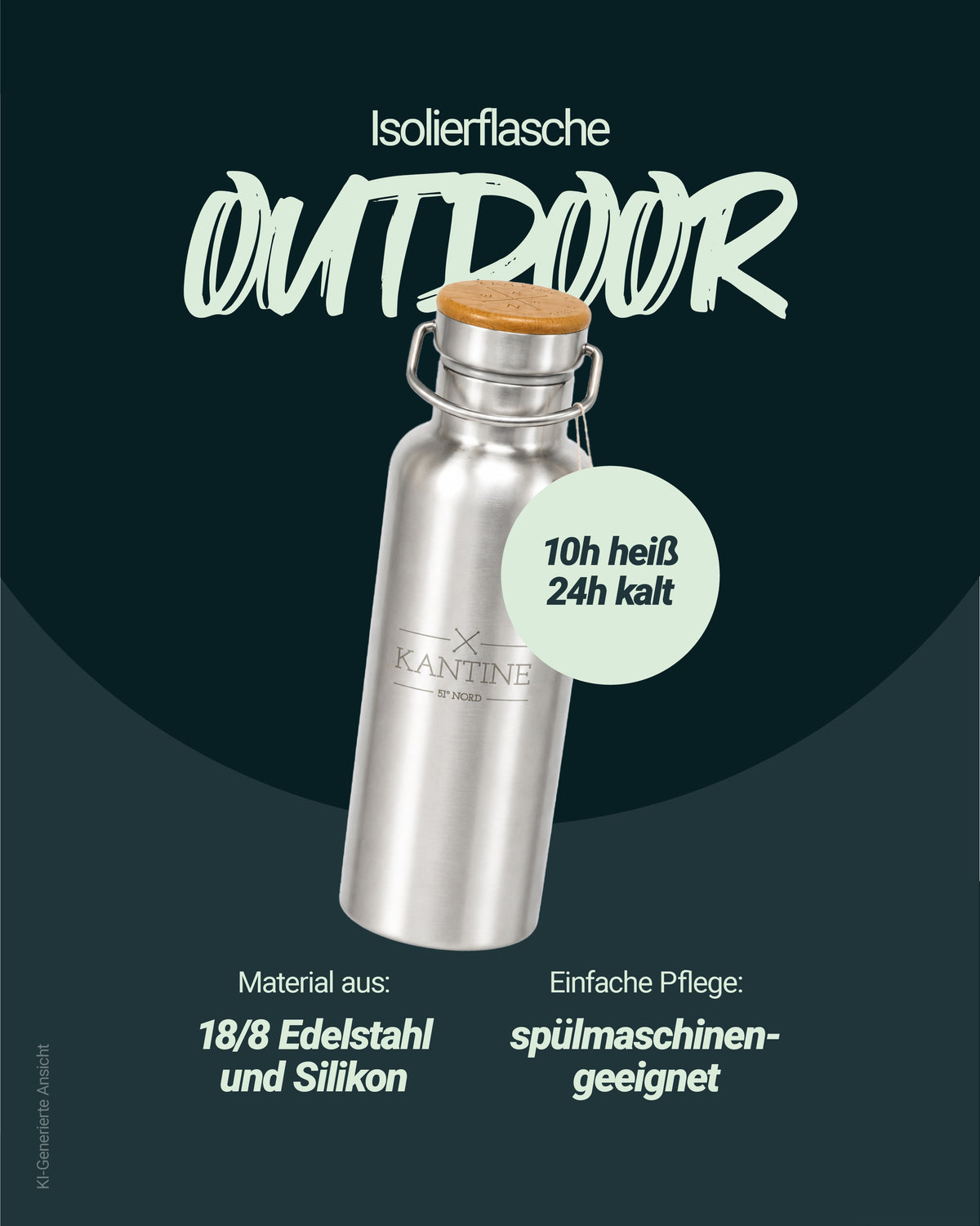 Outdoor-Isolierflasche aus Edelstahl – 750 ml