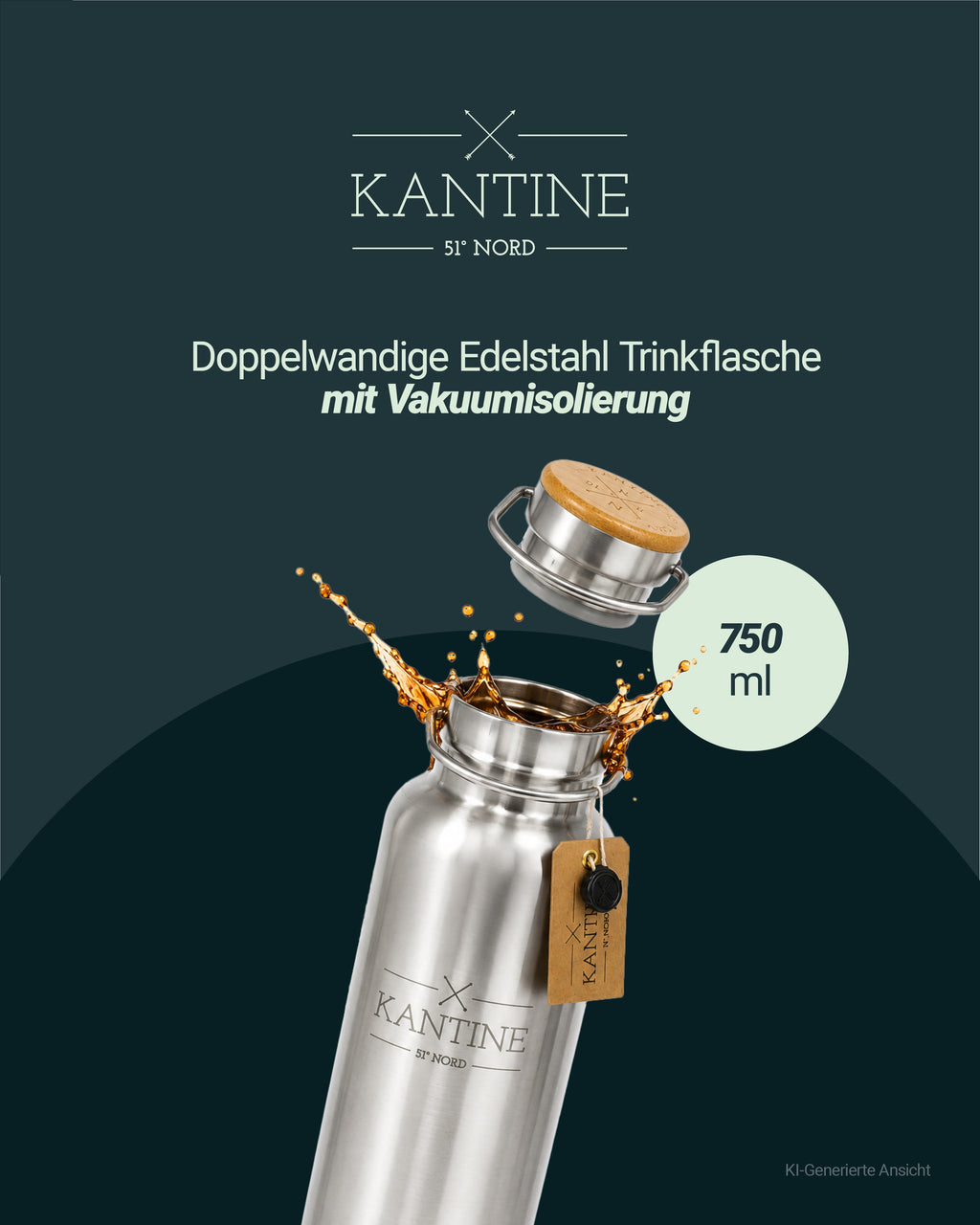 Outdoor-Isolierflasche aus Edelstahl – 750 ml