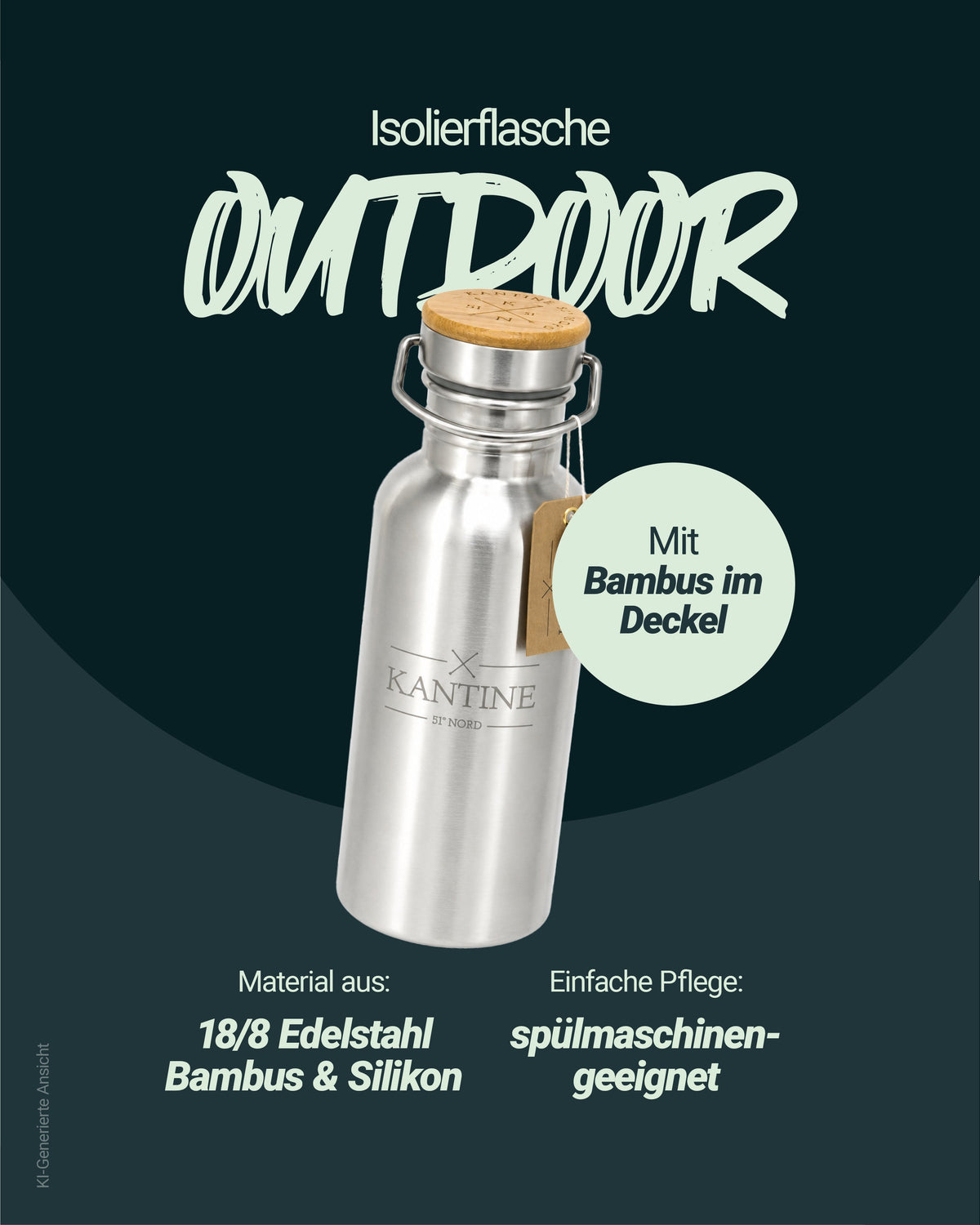 Outdoor-Trinkflasche aus Edelstahl – 500 ml