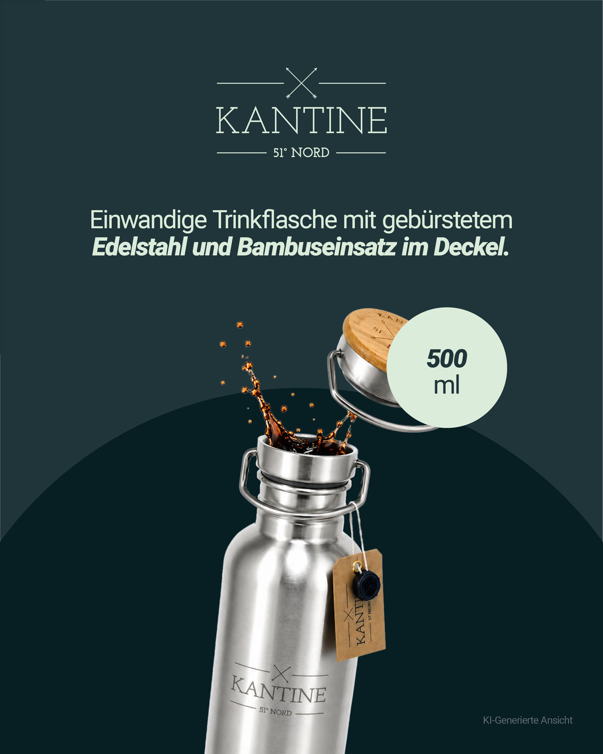 Outdoor-Trinkflasche aus Edelstahl – 500 ml