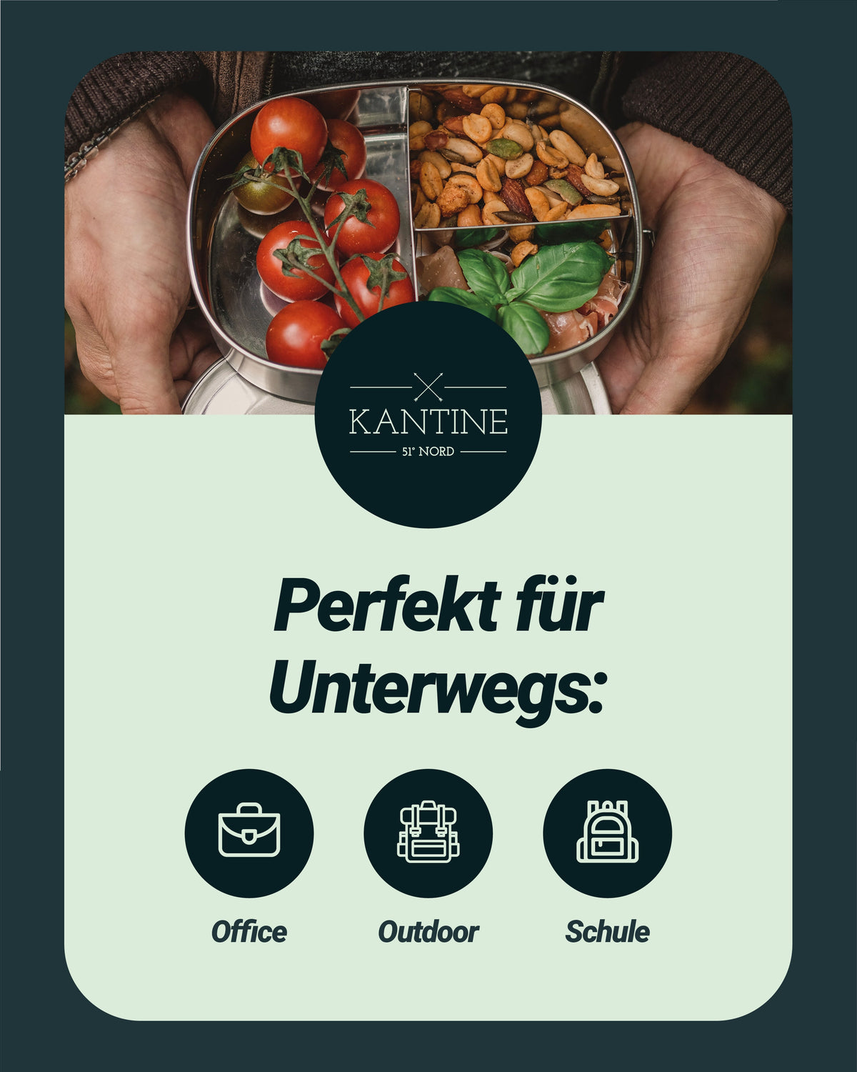 Maya III Edelstahl-Brotdose mit 3 Fächern – 500 ml
