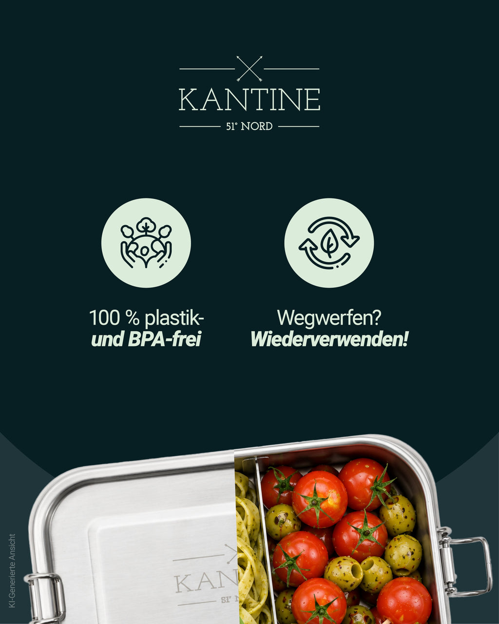 Classic XL Edelstahl-Lunchbox mit Trennsteg – 1.400 ml
