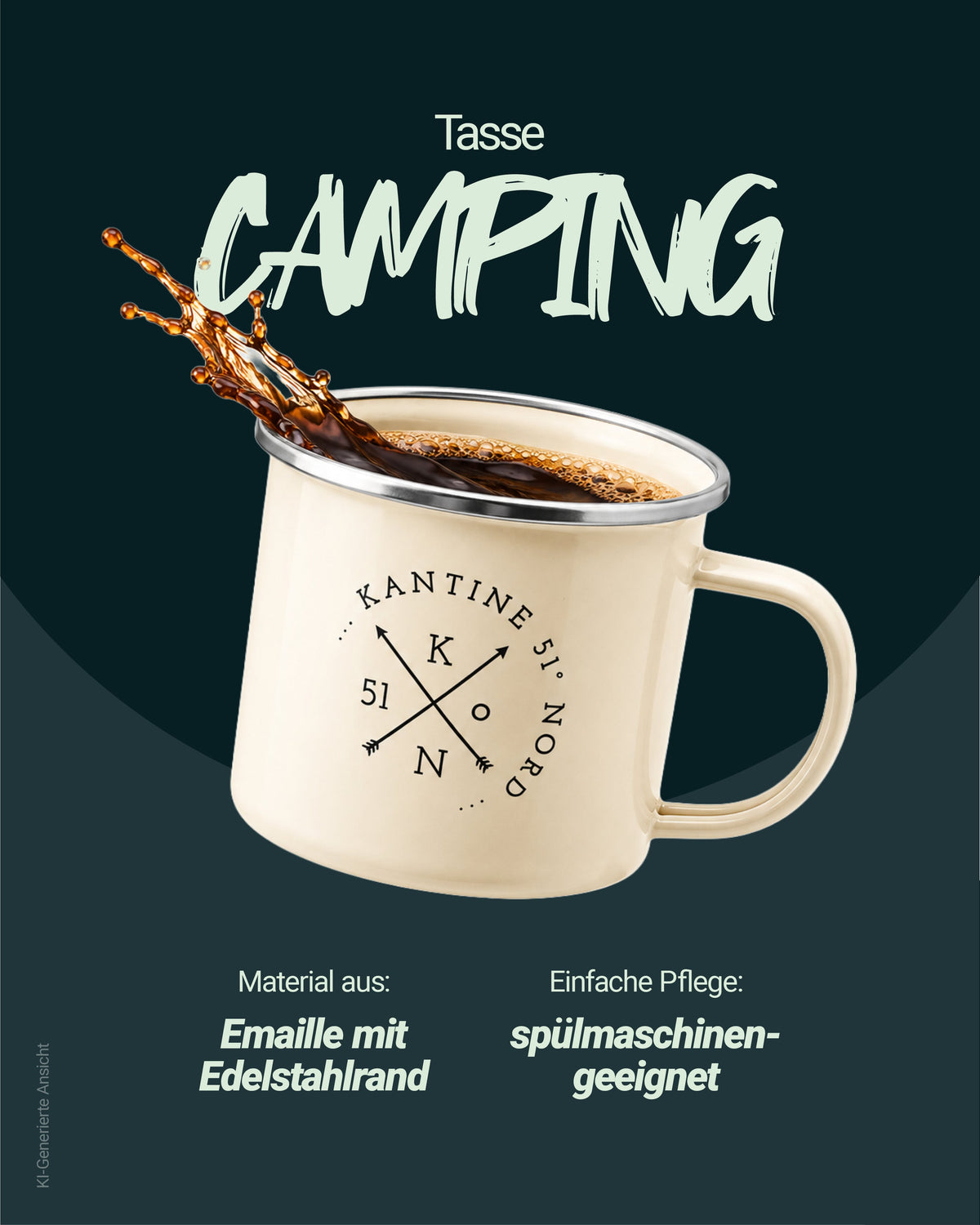 Camping-Tasse aus Emaille – 450 ml
