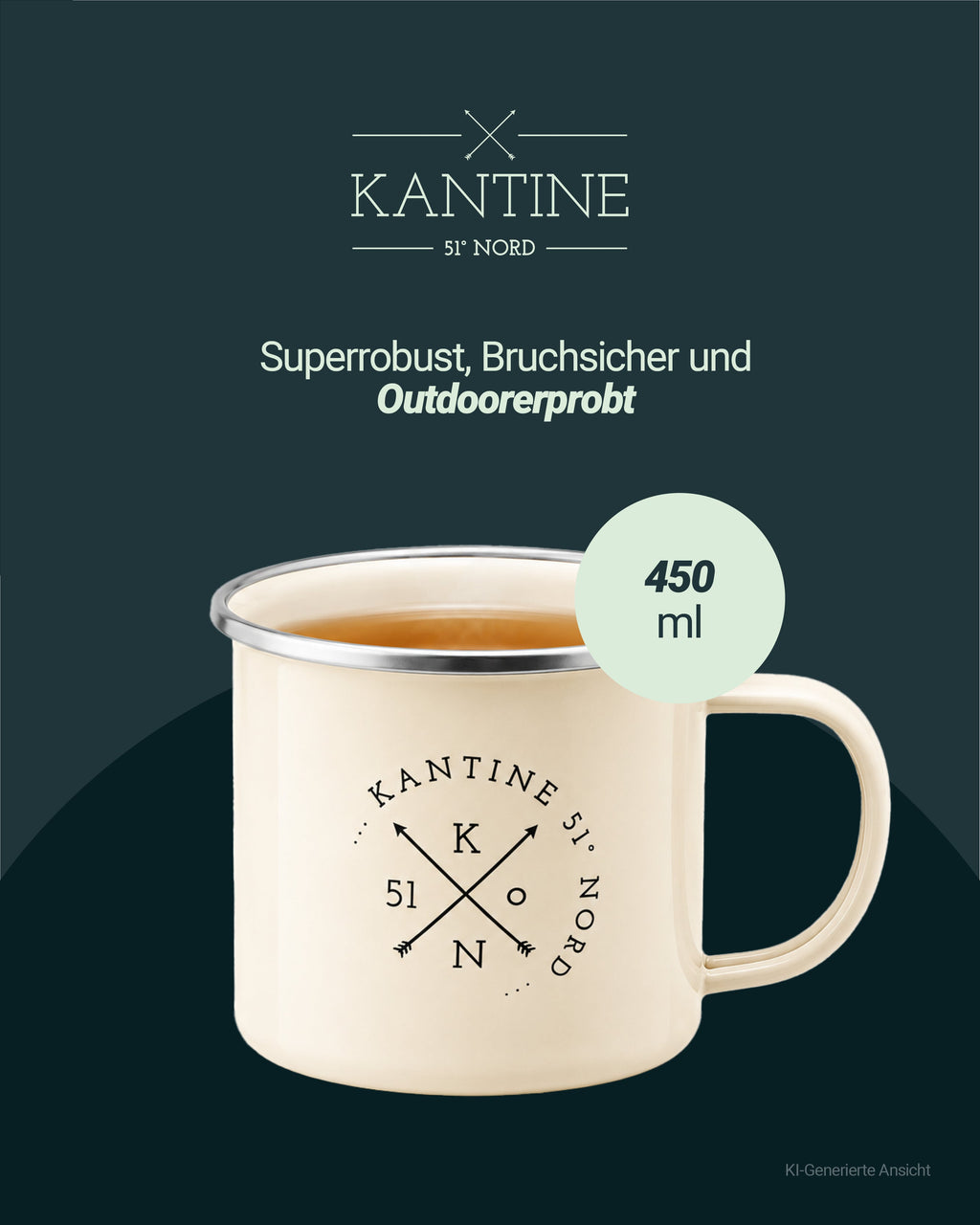 Camping-Tasse aus Emaille – 450 ml