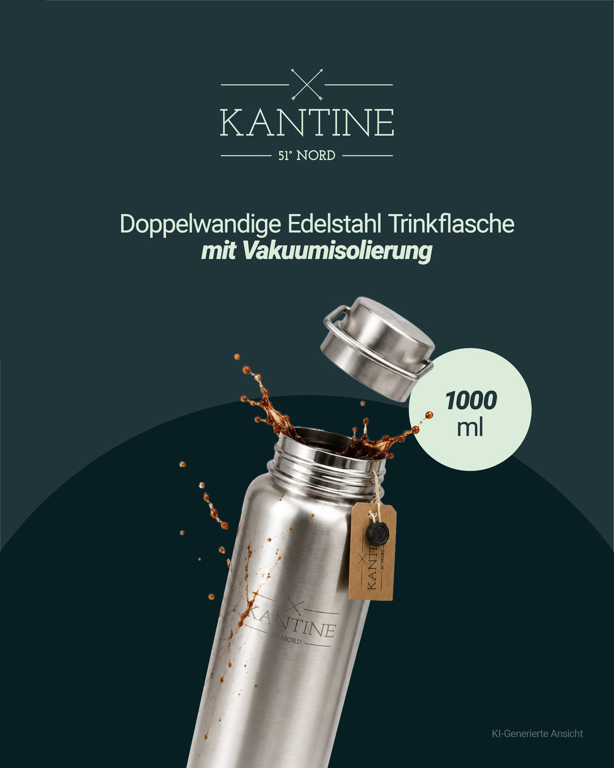 Milkman-Isolierflasche aus Edelstahl – 1 Liter