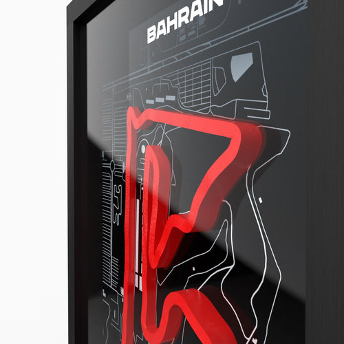 Bahrain – 3D-Rennstreckenbild im Holzrahmen