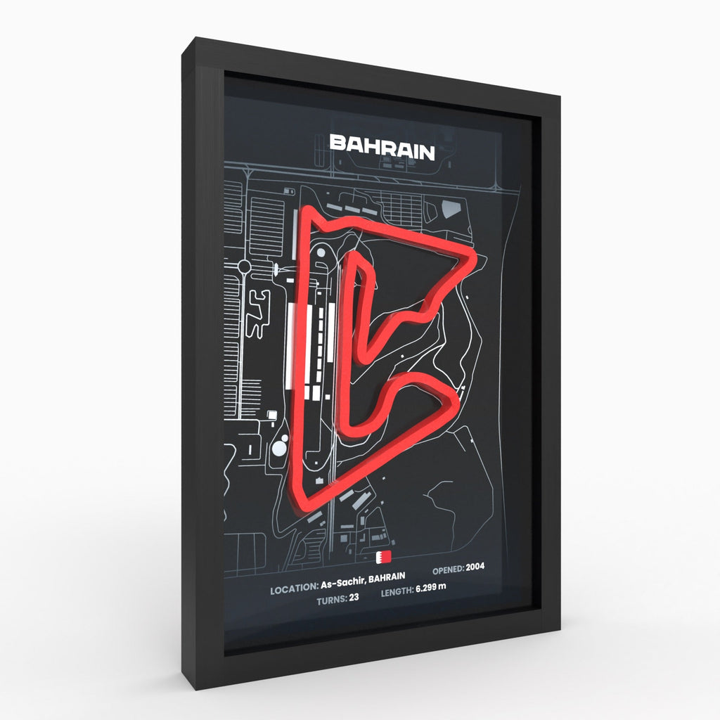 Bahrain – 3D-Rennstreckenbild im Holzrahmen