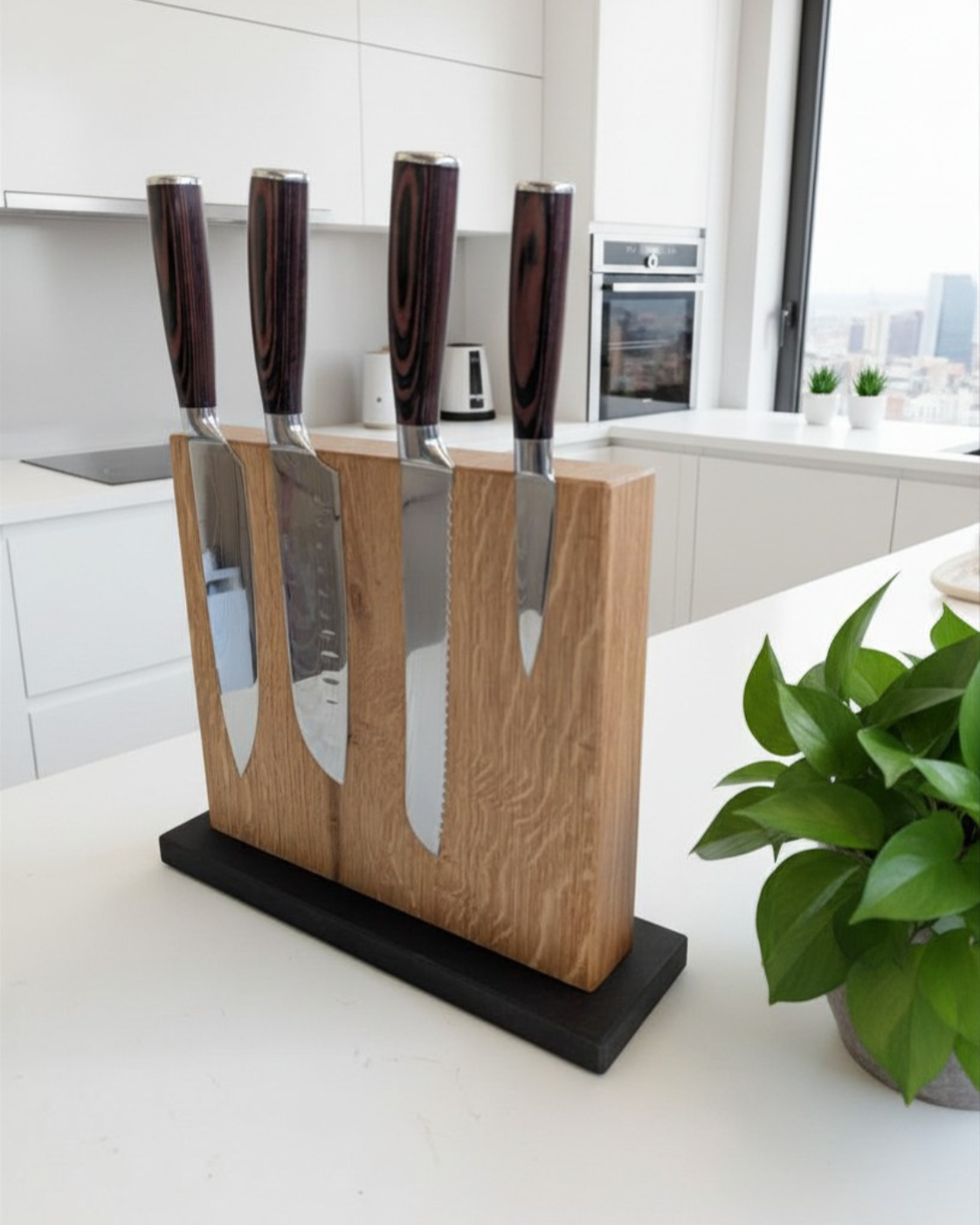 Magnetischer Messerblock aus Holz – mit oder ohne 5 Messer