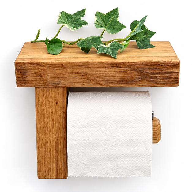 CULTUS Toilettenpapierhalter aus Eiche mit Ablage