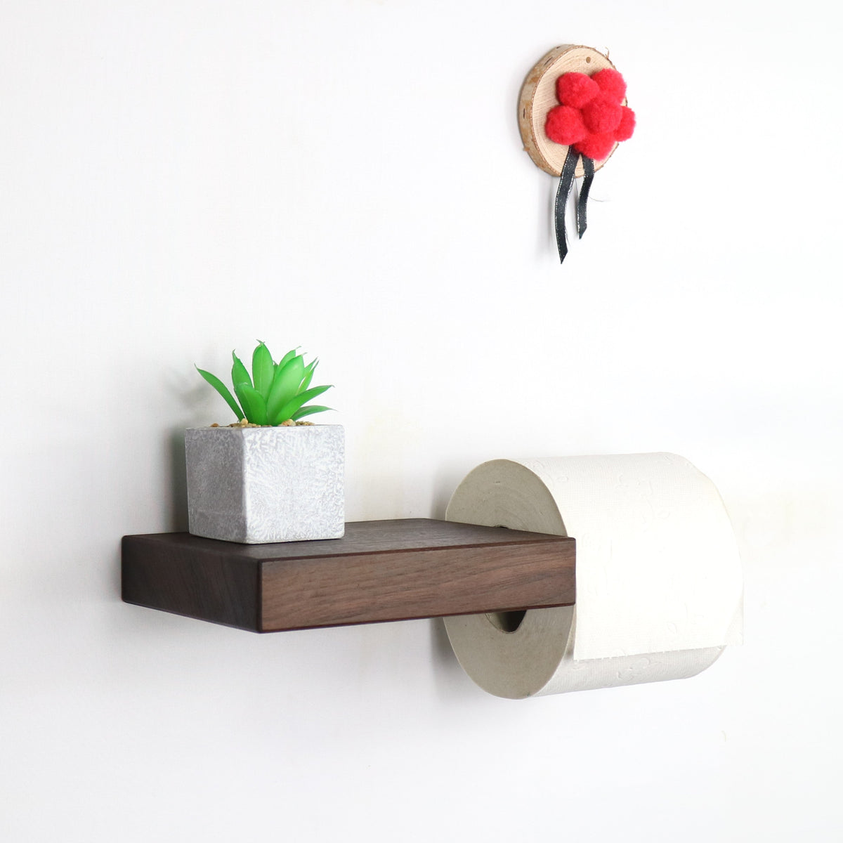 LEO Toilettenpapierhalter aus Massivholz – Eiche oder Nussbaum