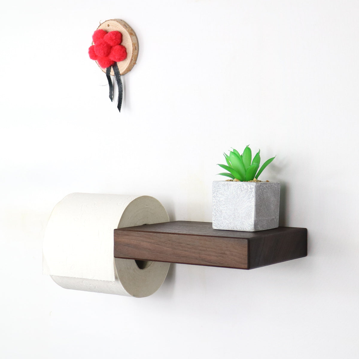 LEO Toilettenpapierhalter aus Massivholz – Eiche oder Nussbaum