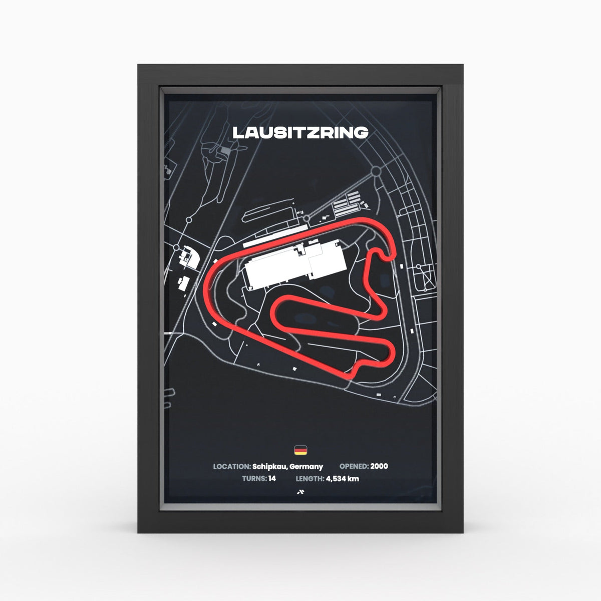 Lausitzring – 3D-Rennstreckenbild im Rahmen
