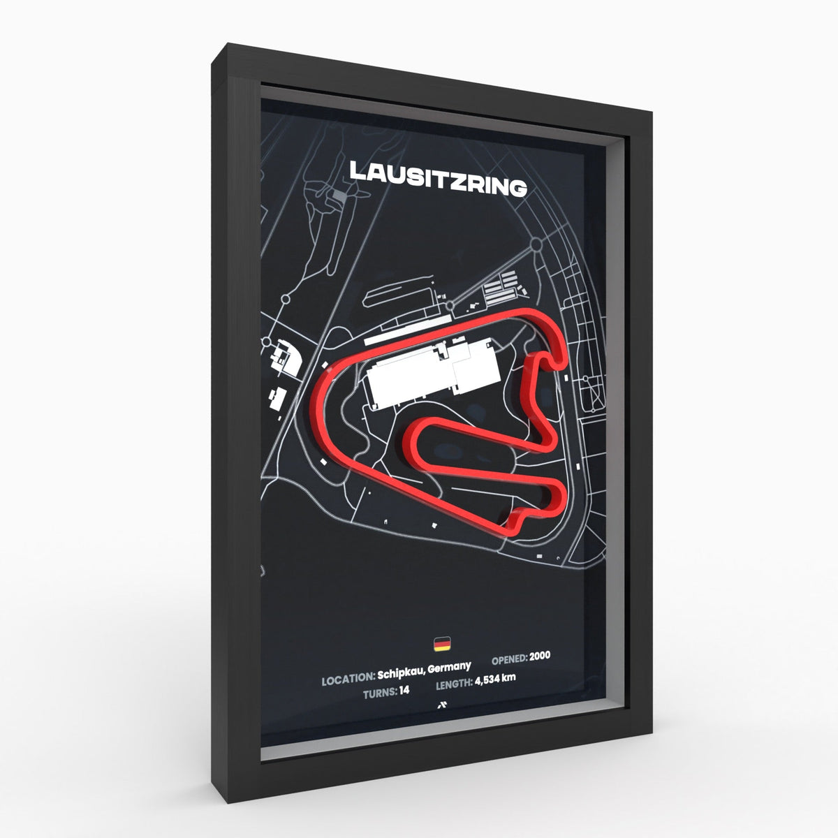 Lausitzring – 3D-Rennstreckenbild im Rahmen