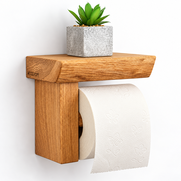 CULTUS Toilettenpapierhalter aus Eiche mit Ablage